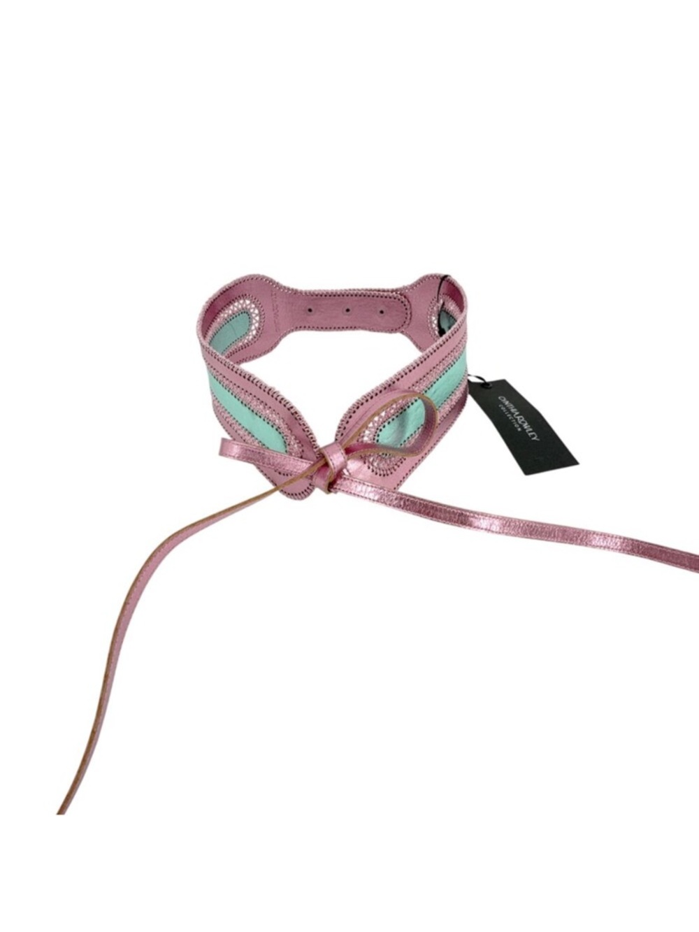 Cynthia Rowley Pink and Green Metallic Lace-Up Waist Belt - Picture 6 of 8